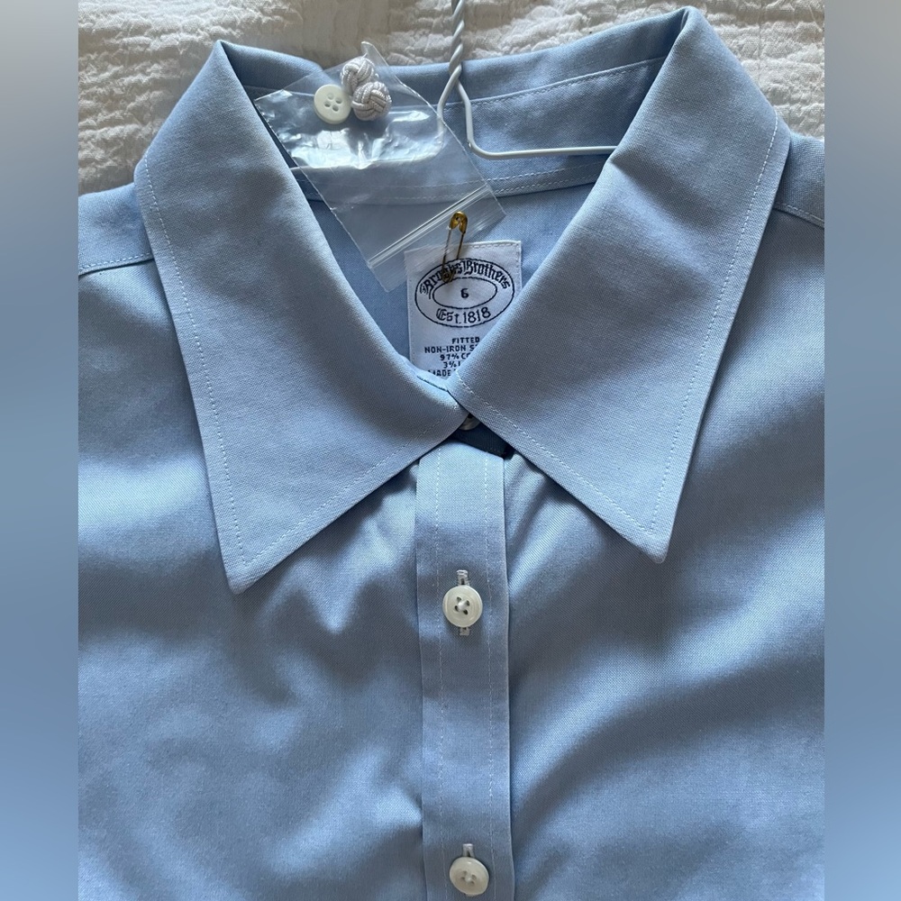 Brooks Brothers fitted blue button down shirt with French cuffs